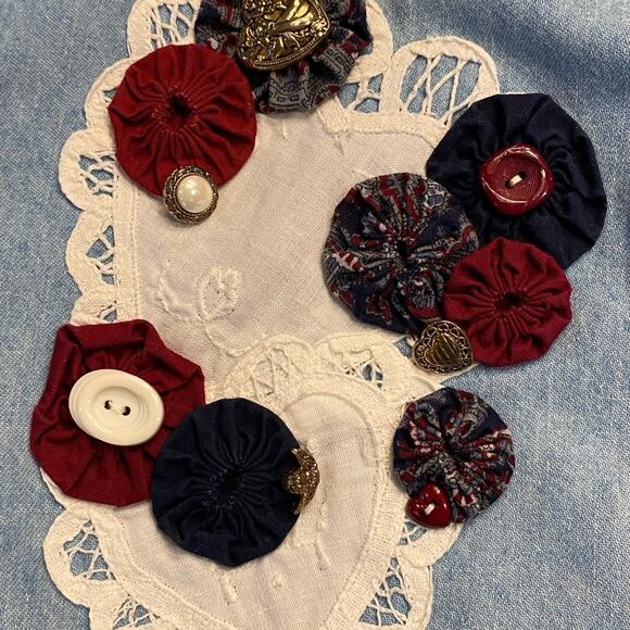 Three Rivers Womens Large Vintage Denim Shirt with vintage quilt pieces/doilies - Picture 5 of 8